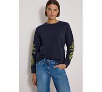 Sweatshirt CECIL, Damen, Gr. XS (36), blau (urban dunkelblau), Sweatware, 65% Baumwolle, 35% Polyester, bedruckt, comfort fit, Rundhals, Bündchen, Sweatshirts Sweatshirt, mit Rundhalsausschnitt (22916