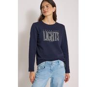 Sweatshirt CECIL, Damen, Gr. XS (36), blau (urban dunkelblau), Web, 65% Baumwolle, 35% Polyester, bedruckt, normal, Rundhals, abgesteppt, Sweatshirts Sweatshirt, mit Tunnelzug am Saum (55395405-XS) ur