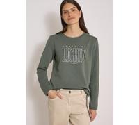 Sweatshirt CECIL, Damen, Gr. XS (36), grün (dried olive grün), Web, 65% Baumwolle, 35% Polyester, bedruckt, normal, Rundhals, abgesteppt, Sweatshirts Sweatshirt, mit Tunnelzug am Saum (79853009-XS) dr