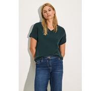 Sweatshirt CECIL, Damen, Gr. XS (36), grün (fir grün), Sweatware, Obermaterial: 49% Polyester, 43% Modal, 8% Elasthan, unifarben, relaxed fit hüftlang, V-Ausschnitt, angeschnitten Bündchen, Sweatshirt