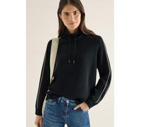 Sweatshirt CECIL, Damen, Gr. XS (36), schwarz, Sweatware, Obermaterial: 54% Polyester, 39% Viskose, 7% Elasthan, unifarben mit Farbeinsatz, lässig geschnitten hüftbedeckend, Rundhals, Bündchen, Sweats