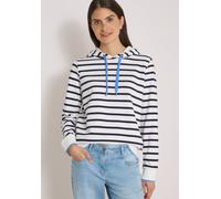 Sweatshirt CECIL, Damen, Gr. XS (36), schwarz-weiß (urban dunkelblau), Web, 65% Baumwolle, 35% Polyester, gestreift, comfort fit, ohne Ausschnitt, Bündchen, Sweatshirts Sweatshirt, mit Streifenmuster 