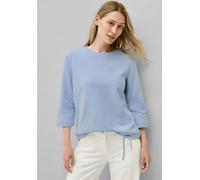 Sweatshirt CECIL, Damen, Gr. XXL (46), blau (mountain blau), Sweatware, Obermaterial: 65% Baumwolle, 35% Polyester, unifarben, casual, bequem hüftbedeckend, Rundhals, Halbarm, Sweatshirts, mit elastis