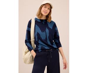 Sweatshirt CECIL, Damen, Gr. XXL (46), blau (urban dunkelblau), Sweatware, Obermaterial: 75% Viskose, 20% Polyester, 5% Elasthan, bedruckt, regular fit normal, ohne Ausschnitt, gerader Abschluss, Swea