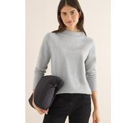 Sweatshirt CECIL, Damen, Gr. XXL (46), grau (luna grau melange), Sweatware, Obermaterial: 66% Polyester, 25% Baumwolle, 5% metallisierte Fasern, 4% Polyamid, unifarben, lässig geschnitten hüftbedecken