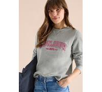 Sweatshirt CECIL, Damen, Gr. XXL (46), milky grau melange, Web, 100% Baumwolle, bedruckt, comfort fit, Rundhals, Rippbündchen, Sweatshirts Sweatshirt, aus reiner Baumwolle (48144434-XXL) milky grau me