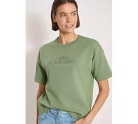 Sweatshirt CECIL, Damen, Gr. XXL (46), deep matcha grün, Web, 84% Baumwolle, 16% Polyester, bedruckt, normal, Rundhals, abgesteppt, Sweatshirts Sweatshirt, mit Frontprint (81536105-XXL) deep matcha gr