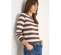 Cecil Damen Gestreiftes Sweatshirt in Beige, Gr: XXL