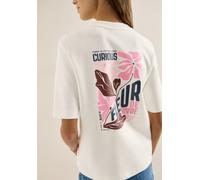 Sweater CECIL, Damen, Gr. XXL (46), vanilleweiß, Sweatware, Obermaterial: 84% Baumwolle, 16% Polyester, bedruckt, normal hüftbedeckend, Rundhals, Sweatshirts Sweater, Kurzarmsweater mit großem Rückenp