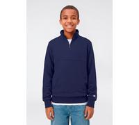 Sweatshirt CHAMPION "ICONS Terry Half zip sweatshirt with small C logo", Jungen, Gr. XXL (176), blau (nava), Obermaterial: 73% Baumwolle, 27% Polyester, normal, hoch geschlossener Ausschnitt, Sweatshi