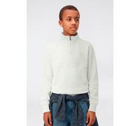 Sweatshirt CHAMPION "ICONS Terry Half zip sweatshirt with small C logo", Jungen, Gr. XXL (176), weiß (egt), Obermaterial: 73% Baumwolle, 27% Polyester, normal, hoch geschlossener Ausschnitt, Sweatshir