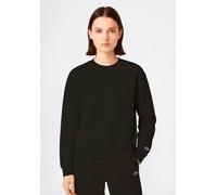 Sweatshirt CHAMPION "ICONS TONAL loose fit Terry crewneck sweatshirt", Damen, Gr. L, schwarz (nbk), Obermaterial: 69% Baumwolle, 31% Polyester, normal, Rundhals, Sweatshirts Sweatshirt, mit Rundhalsau