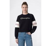 Sweatshirt CHAMPION "SPORTWEAR CREWNECK Standard Fit", Mädchen, Gr. M, schwarz (nbk, egt), Obermaterial: 75% Baumwolle, 25% Polyester, Sweatshirts Sweatshirt, Langarm-Design, aus Baumwolle und Polyest