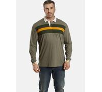 Charles Colby Comfort Fit Sweatshirt mit Knöpfenoliv, Gestreift