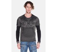 Sweatshirt CIPO & BAXX "Sweatshirts", Herren, Gr. XL, grau (anthrazit), 95% Baumwolle, 5% Elasthan, bedruckt, regular fit normal, Rundhals, Raglanärmel, Sweatshirts Sweatshirt, mit Motiv-Print, CL-265