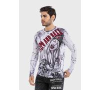 Sweatshirt CIPO & BAXX "Sweatshirts", Herren, Gr. XL, weiß, Feinstrick, 50% Baumwolle, 50% Polyester, bedruckt, regular fit normal, Raglanärmel, Sweatshirts Sweatshirt, mit coolem Print (60975502-XL) 