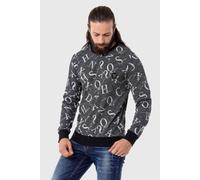 Sweatshirt CIPO & BAXX "Sweatshirts", Herren, Gr. XXL, grau (anthrazit), 50% Baumwolle, 30% Viskose, 15% Polyester, 5% Elasthan, bedruckt, regular fit normal, Rundhals, Raglanärmel, Sweatshirts Sweats