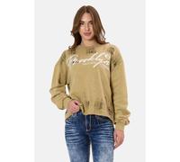 Sweatshirt CIPO & BAXX "WL375", Damen, Gr. S, beige (braun), 70% Baumwolle, 30% Polyester, bedruckt, regular fit normal, Sweatshirts Sweatshirt (67234507-S) braun