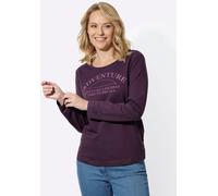Sweatshirt CLASSIC BASICS, Damen, Gr. 38, aubergine, violett, 100% Baumwolle, bedruckt, gemustert, mehrfarbig, Rundhals, Sweatshirts Sweatshirt (38669311-38) aubergine, violett