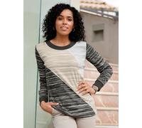 Sweatshirt CLASSIC BASICS, Damen, Gr. 42, beige (graphit, ecru, bedruckt), 100% Baumwolle, bedruckt, gemustert, mehrfarbig, Rundhals, Sweatshirts Sweatshirt (16139032-42) graphit, ecru, bedruckt