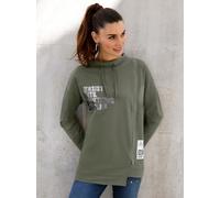 Sweatshirt CLASSIC BASICS, Damen, Gr. 42, grün (khaki), 100% Baumwolle, bedruckt, gemustert, Rundhals, Sweatshirts Sweatshirt (85984001-42) khaki