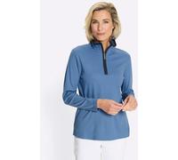 Sweatshirt CLASSIC BASICS, Damen, Gr. 44, blau (mittelblau), 100% Baumwolle, gemustert, mehrfarbig, Sweatshirts Sweatshirt (38402560-44) mittelblau
