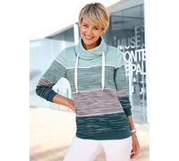 Sweatshirt CLASSIC BASICS, Damen, Gr. 46, grün (petrol, kalkmint, bedruckt), 100% Baumwolle, gemustert, gestreift, mehrfarbig, Sweatshirts Sweatshirt (52351827-46) petrol, kalkmint, bedruckt