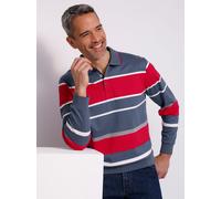Sweatshirt CLASSIC, Herren, Gr. 48/50, rot (rauchblau, rot, geringelt), 100% Baumwolle, gemustert, gestreift, mehrfarbig, Sweatshirts Sweatshirt (36834217-48) rauchblau, rot, geringelt