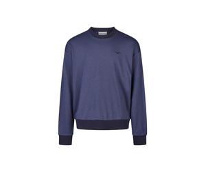 Sweatshirt CLEPTOMANICX "Boxy Crewneck Ligull Mini Stri", Herren, Gr. XL, blau (dunkelblau), 100% Baumwolle, unifarben, normal, Rundhals, Sweatshirts Sweatshirt, mit lockerem Schnitt (33057815-XL) dun