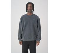 Sweatshirt CLEPTOMANICX "Ligull Washed", Herren, Gr. XS, grau (dunkelgrau), 100% Baumwolle, bestickt, normal, Rundhals, Sweatshirts Sweatshirt, im lockeren Schnitt (64234525-XS) dunkelgrau