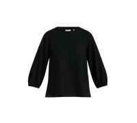 Sweatshirt COMMA, Damen, Gr. 36, grau (grau, schwarz), Sweatware, Obermaterial: 49% Polyester, 45% Viskose, 6% Elasthan, unifarben, casual, hüftlang, Rundhals, 3/4-Ärmel elastischer Bund, Sweatshirts,