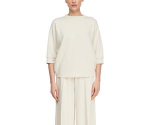 Sweatshirt COMMA, Damen, Gr. 40, weiß (bone beige), Sweatware, Obermaterial: 50% Polyester, 44% Viskose, 6% Elasthan, unifarben, regular fit normal, Rundhals, Fledermausärmel, Sweatshirts Sweatshirt,