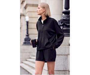 Sweatshirt COPENHAGEN STUDIOS, Damen, Gr. 36/38, schwarz, Sweatware, Obermaterial: 54% Modal, 40% Polyester, 6% Elasthan, unifarben, hüftlang, ohne Ausschnitt, elastischer Bund, Sweatshirts Sweatshirt