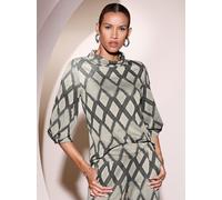 Sweatshirt CREATION L, Damen, Gr. 38, grau (sand, anthrazit, gemustert), 47% Polyester, 45% Modal, 6% metallisierte Fasern, 2% Elasthan, gemustert, Sweatshirts Sweatshirt (26853755-38) sand, anthrazit