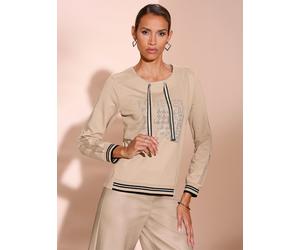 Sweatshirt CREATION L, Damen, Gr. 42, beige, 50% Baumwolle, 50% Polyester, unifarben, Sweatshirts Sweatshirt (94973247-42) beige