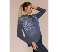 Sweatshirt CREATION L, Damen, Gr. 42, blau (marine, taubenblau, bedruckt), 50% Modal, 44% Polyester, 6% Elasthan, gemustert, unifarben, Sweatshirts Sweatshirt (52693528-42) marine, taubenblau, bedruck