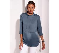 Sweatshirt CREATION L, Damen, Gr. 42, blau (rauchblau), 76% Polyester, 20% Viskose, 4% Elasthan, unifarben, Rundhals, Sweatshirts Sweatshirt (63694917-42) rauchblau