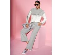 Sweatshirt CREATION L, Damen, Gr. 46, ecru, hellgrau, 50% Modal, 44% Polyester, 6% Elasthan, gemustert, unifarben, Sweatshirts Sweatshirt (39726662-46) ecru, hellgrau