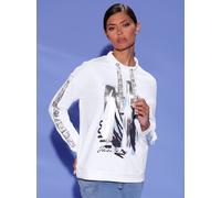 Sweatshirt CREATION L, Damen, Gr. 46, silber (weiß, silberfarben, bedruckt), 50% Baumwolle, 50% Polyester, gemustert, unifarben, Sweatshirts Sweatshirt (65223629-46) weiß, silberfarben, bedruckt