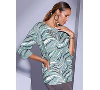 Sweatshirt CREATION L, Damen, Gr. 48, grün (jade, graphit, bedruckt), 100% Baumwolle, gemustert, Rundhals, Sweatshirts Sweatshirt (78981454-48) jade, graphit, bedruckt