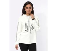 Sweatshirt CREATION L, Damen, Gr. 48, schwarz (ecru, schwarz, gemustert), 50% Modal, 44% Polyester, 6% Elasthan, gemustert, unifarben, Sweatshirts Sweatshirt (32149544-48) ecru, schwarz, gemustert