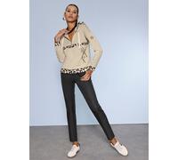 Sweatshirt CREATION L, Damen, Gr. 52, beige (sand, schwarz), 50% Modal, 44% Polyester, 6% Elasthan, gemustert, unifarben, Sweatshirts Sweatshirt (90543664-52) sand, schwarz