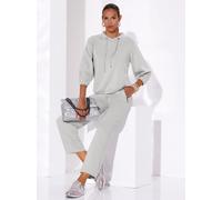 Sweatshirt CREATION L, Damen, Gr. 52, grau (hellgrau), 50% Modal, 44% Polyester, 6% Elasthan, unifarben, V-Ausschnitt, Sweatshirts Sweatshirt (61109825-52) hellgrau
