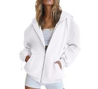 Sweatshirt Damen Oversized Sommerjacke Leicht Jacke Übergangsjacke Einfarbig Basic Langarm Kapuzenjacke Mit Reißverschluss Oversize Hoodies Freizeit Zipper Hoodie Long Sweatjacke