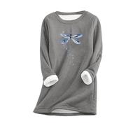 Sweatshirt Damen Oversized Winter Pullover Thermo Teddy Fleece Winterpullover Flauschig Plüsch Winterpullover Mode Einfarbig Longshirt Teenager Mädchen Fleecepullover Herbst Winter Fleecepulli S-5XL