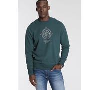 Sweatshirt DELMAO, Herren, Gr. 3XL (64/66), grün (dunkelgrün), angeraute Sweatware, Obermaterial: 60% Baumwolle, 40% Polyester, bedruckt, normal normal, Rundhals, Rippbündchen, Sweatshirts Sweatshirt,