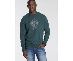 Sweatshirt DELMAO, Herren, Gr. S (44/46), grün (dunkelgrün), angeraute Sweatware, Obermaterial: 60% Baumwolle, 40% Polyester, bedruckt, normal normal, Rundhals, Rippbündchen, Sweatshirts Sweatshirt, l