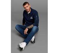 Sweatshirt DELMAO "Troyer", Herren, Gr. M, blau (marine), Sweatware, Obermaterial: 60% Baumwolle, 40% Polyester, regular fit, hoch geschlossener Ausschnitt, Sweatshirts Sweatshirt, mit moderner Ärmelt