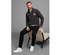 Sweatshirt DELMAO "Troyer", Herren, Gr. S, grau (anthra), Sweatware, Obermaterial: 60% Baumwolle, 40% Polyester, bedruckt, regular fit, hoch geschlossener Ausschnitt, Sweatshirts Sweatshirt, mit moder