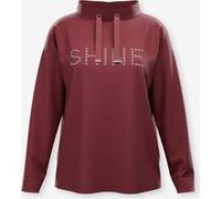 Sweatshirt HEINE, Damen, Gr. 50, rot (dunkelrot), 50% Modal, 44% Polyester, 6% Elasthan, gemustert, mehrfarbig, Sweatshirts Sweatshirt (99500435-50) dunkelrot